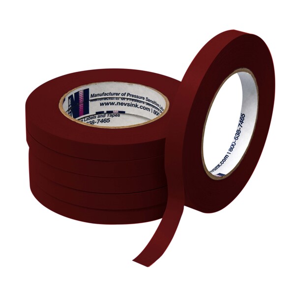 Nevs 1/2 wide x 60yd Dark Red Labeling Tape, PK6 T-050-Dark Red - main